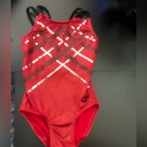 GK Red and Black Striped Leotard